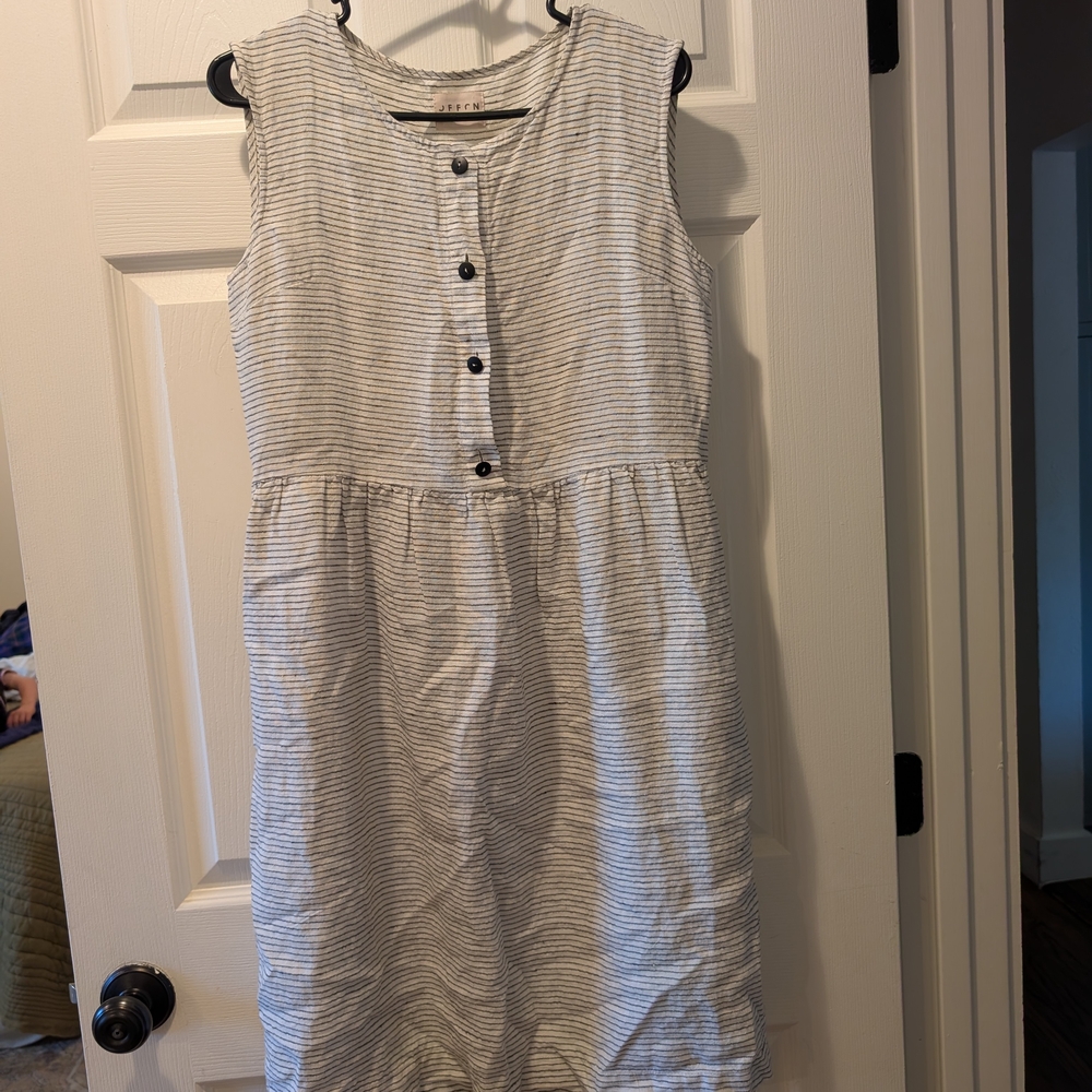 Women's' Sleeveless Striped Linen Dress